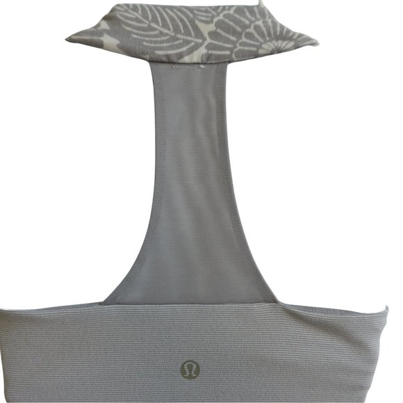 Lululemon Workout Tank Top Mixed Floral White Pinstripe Stretch Knit Racerback 6 - Picture 4 of 6